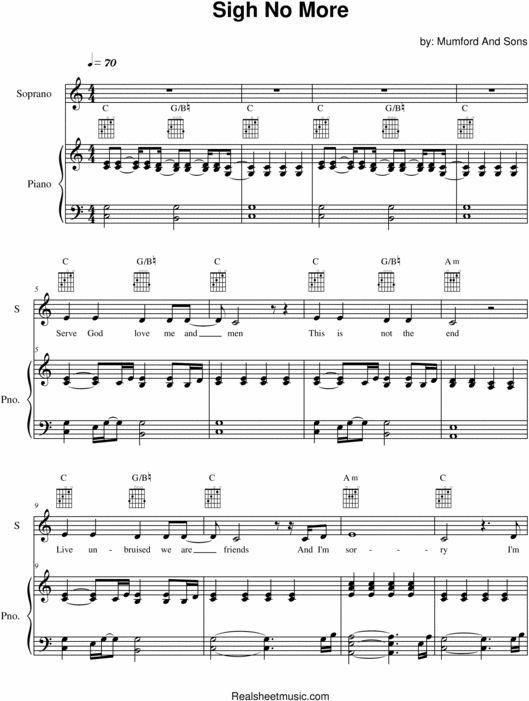 mumford and sons sigh no more. Mumford and Sons - Sigh No More - Sheet Music