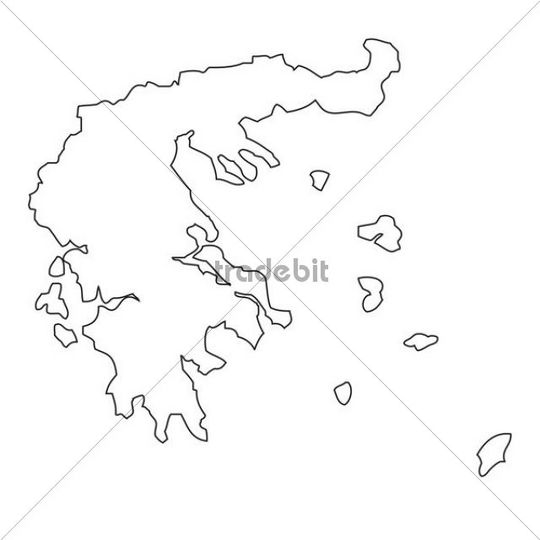 Outline, map of Greece - Download Places
