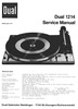 Thumbnail Dual 1214 Turntable Service Manual