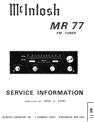 Thumbnail McIntosh MR-77 tuner , Original Service Manual