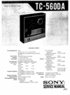 Thumbnail Sony  TC-560-DA reel to reel tape recorder Service Manual