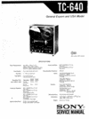Thumbnail Sony  TC-640 reel to reel tape recorder Service Manual