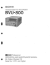 Thumbnail Sony BVU-800 Service Manual
