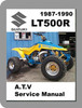 Thumbnail Suzuki LT500R QuadZilla (LT500RH, LT500RJ, LT500RK, LT500RL) ATV Workshop Service Repair Manual 1987-1990 (Searchable, Printable, Single-file PDF)