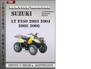 Thumbnail Suzuki LT F250 2003 2004 2005 2006 Factory Service Repair Manual Download Thumbnail Suzuki LT F250 2003 2004 2005 2006 Factory Service Repair Manual Download