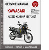 Thumbnail Kawasaki KLX650 KLX650R 1987-2007 Service Repair Manual PDF