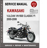 Thumbnail Kawasaki Vulcan VN1500 Classic Fi 2000-2008 Service Manual