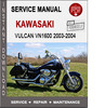 Thumbnail Kawasaki Vulcan VN1600 2003-2004 Service Repair Manual PDF