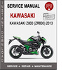 Thumbnail Kawasaki Z800 (ZR800) 2013 Service Repair Manual PDF