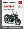 Thumbnail Kawasaki Z1000 2007-2009 Service Repair Manual PDF