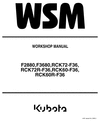 Thumbnail Kubota F2880, F3680, RCK72-F36, RCK72R-F36, RCK60-F36, RCK60R-F36 Front Cut Ride On Mower Service Repair Workshop Manual 