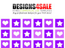 Thumbnail Hearts And Stars Purple Pattern For Sale