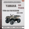 Thumbnail Yamaha YFM 450 FAR Kodiak 2002-2003 Factory Service Repair Manual Download