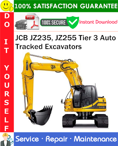 Thumbnail JCB JZ235, JZ255 Tier 3 Auto Tracked Excavators Service Repair Manual PDF Download ◆