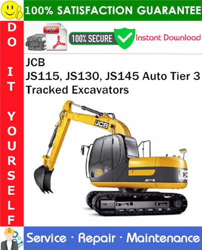 Thumbnail JCB JS115, JS130, JS145 Auto Tier 3 Tracked Excavators Service Repair Manual PDF Download ◆