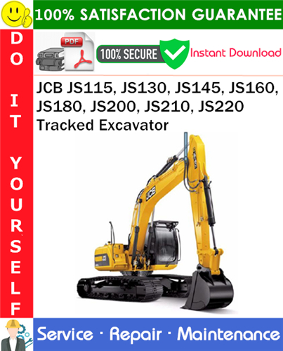 Thumbnail JCB JS115, JS130, JS145, JS160, JS180, JS200, JS210, JS220 Tracked Excavator Service Repair Manual PDF Download ◆