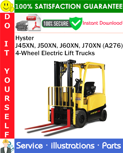 Thumbnail Hyster J45XN, J50XN, J60XN, J70XN (A276) 4-Wheel Electric Lift Trucks Parts Manual PDF Download ◆