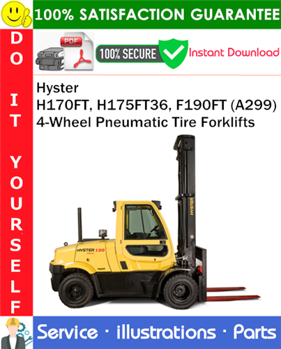 Thumbnail Hyster H170FT, H175FT36, F190FT (A299) 4-Wheel Pneumatic Tire Forklifts Parts Manual PDF Download ◆