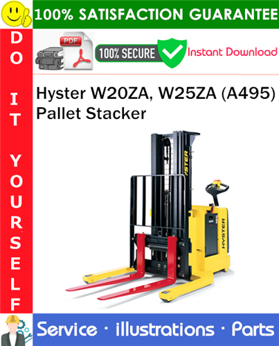 Thumbnail Hyster W20ZA, W25ZA (A495) Pallet Stacker Parts Manual PDF Download ◆
