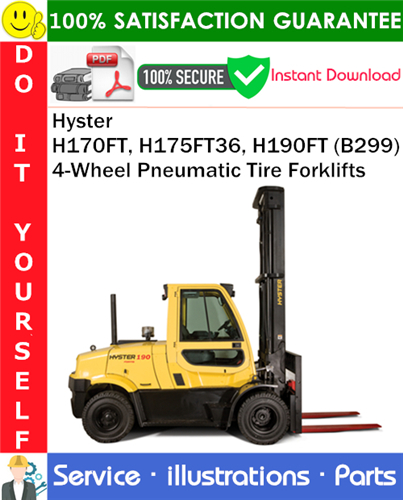 Thumbnail Hyster H170FT, H175FT36, H190FT (B299) 4-Wheel Pneumatic Tire Forklifts Parts Manual PDF Download ◆