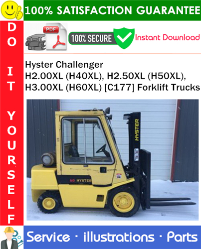 Thumbnail Hyster Challenger H2.00XL (H40XL), H2.50XL (H50XL), H3.00XL (H60XL) [C177] Forklift Trucks Parts Manual PDF Download ◆