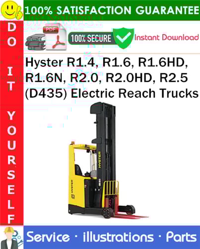 Thumbnail Hyster R1.4, R1.6, R1.6HD, R1.6N, R2.0, R2.0HD, R2.5 (D435) Electric Reach Trucks Parts Manual PDF Download ◆