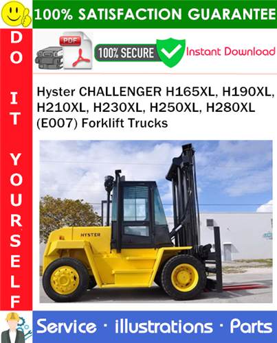 Thumbnail Hyster CHALLENGER H165XL, H190XL, H210XL, H230XL, H250XL, H280XL (E007) Forklift Trucks Parts Manual PDF Download ◆