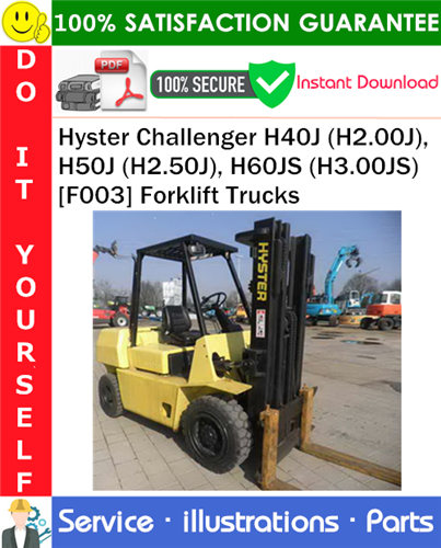 Thumbnail Hyster Challenger H40J (H2.00J), H50J (H2.50J), H60JS (H3.00JS) [F003] Forklift Trucks Parts Manual PDF Download ◆