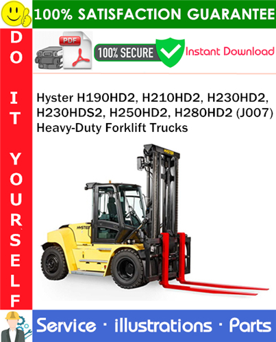 Thumbnail Hyster H190HD2, H210HD2, H230HD2, H230HDS2, H250HD2, H280HD2 (J007) Heavy-Duty Forklift Trucks Parts Manual PDF Download ◆