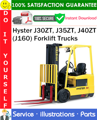 Thumbnail Hyster J30ZT, J35ZT, J40ZT (J160) Forklift Trucks Parts Manual PDF Download ◆