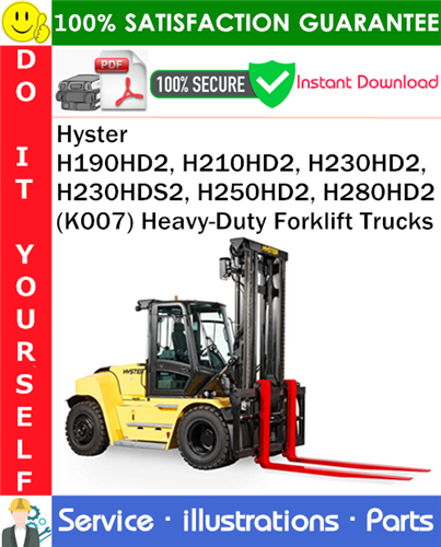 Thumbnail Hyster H190HD2, H210HD2, H230HD2, H230HDS2, H250HD2, H280HD2 (K007) Heavy-Duty Forklift Trucks Parts Manual PDF Download ◆