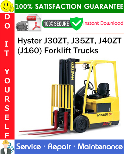 Thumbnail Hyster J30ZT, J35ZT, J40ZT (J160) Forklift Trucks Service Repair Manual PDF Download ◆