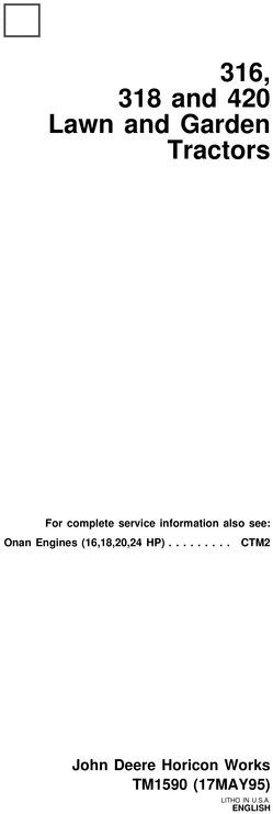 Pay for JD 316 318 420 Lawn & Garden Tractors Repair Service Technical Manual TM-1590