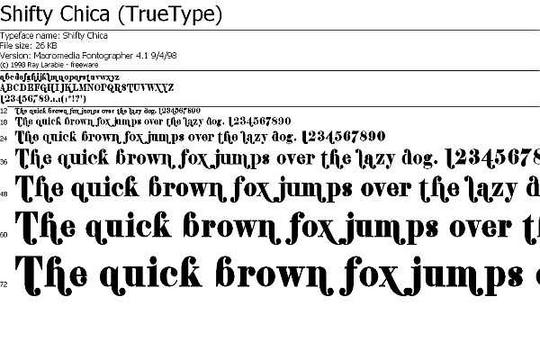 Product picture Myspace Font Code: Shifty Chica (True Type)
