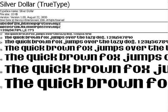 Product picture Free Cool Font To Download: Silver Dollar (True Type)