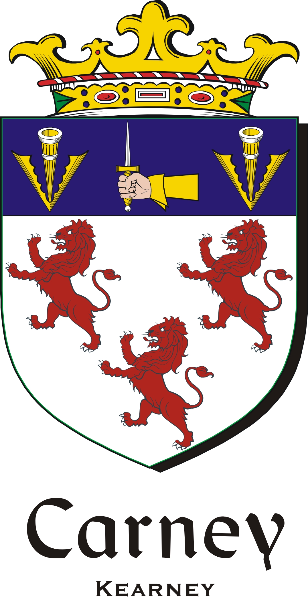 Thumbnail Carney Family Crest / Irish Coat of Arms Image Download