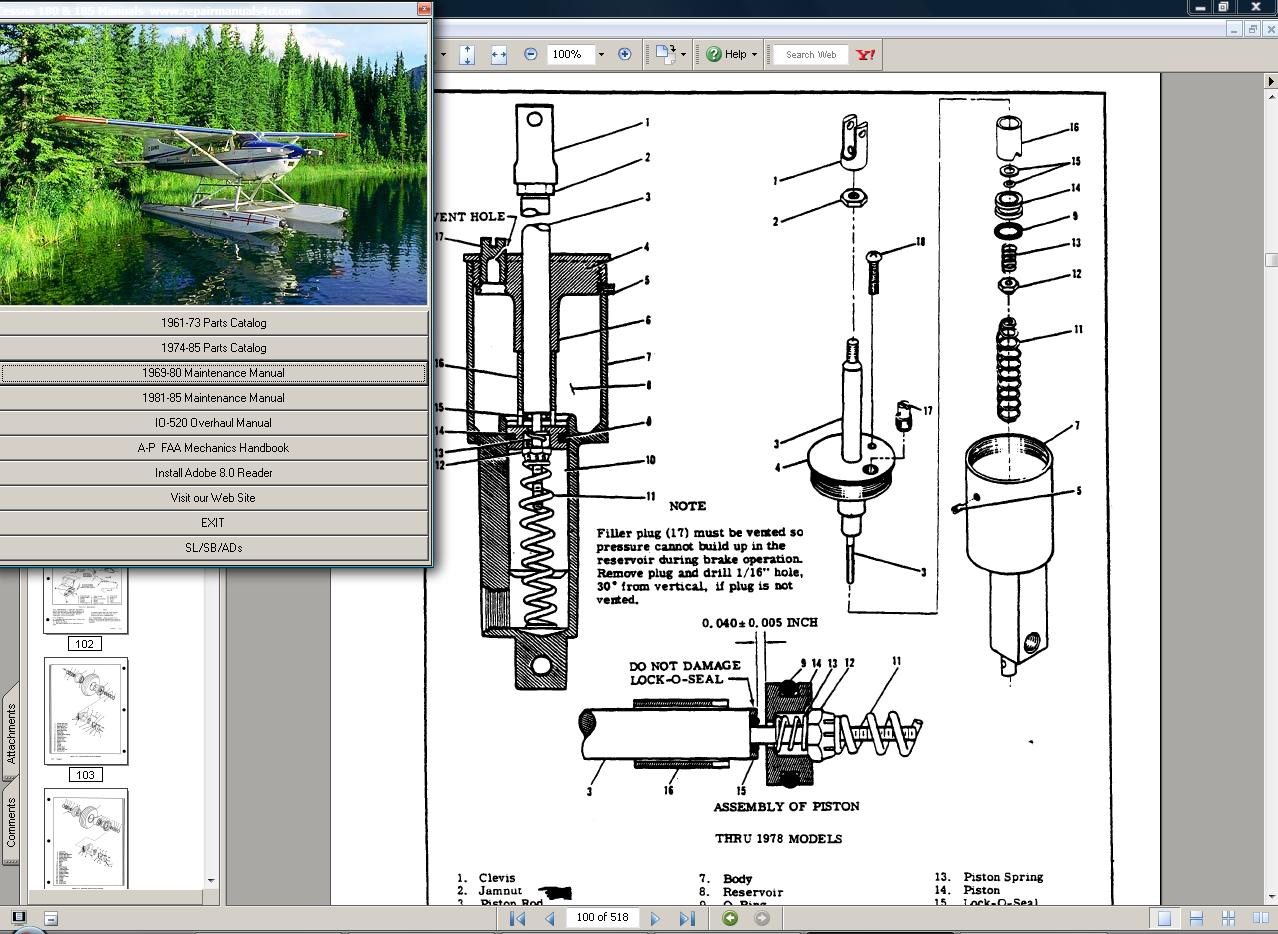 Cessna 185 service repair manual set + engine