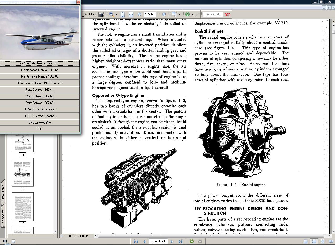 Cessna 210 manual set + engine 1960 - 69