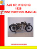 Thumbnail AJS K7, K10 OHC 1928 INSTRUCTION MANUAL