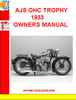 Thumbnail AJS OHC TROPHY 1933 OWNERS MANUAL 