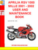 Thumbnail APRILIA RSV 1000 MILLE 2001 - 2002 USER AND MAINTENANCE BOOK