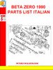 Thumbnail BETA ZERO 1990 PARTS LIST ITALIAN