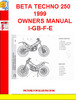 Thumbnail BETA TECHNO 250 1999 OWNERS MANUAL I-GB-F-E