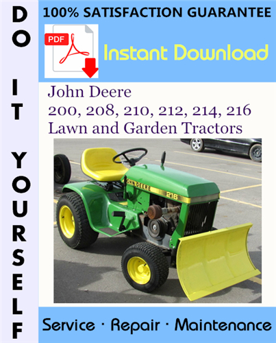 Thumbnail John Deere 200, 208, 210, 212, 214, 216 Lawn and Garden Tractors Service Repair Workshop Manual ☆