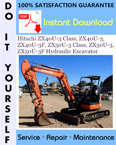 Thumbnail Hitachi ZX40U-3 Class, ZX40U-3, ZX40U-3F, ZX50U-3 Class, ZX50U-3, ZX50U-3F Hydraulic Excavator Technical Manual + Circuit Diagram ☆