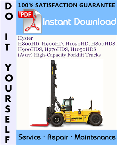 Thumbnail Hyster H800HD, H900HD, H1050HD, H800HDS, H900HDS, H970HDS, H1050HDS (A917) High-Capacity Forklift Trucks Service Repair Workshop Manual ☆