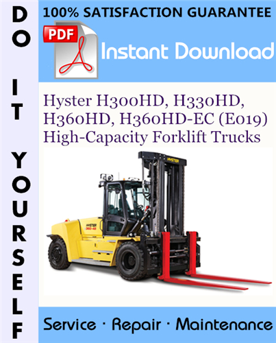 Thumbnail Hyster H300HD, H330HD, H360HD, H360HD-EC (E019) High-Capacity Forklift Trucks Service Repair Workshop Manual ☆