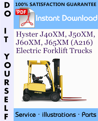 Thumbnail Hyster J40XM, J50XM, J60XM, J65XM (A216) Electric Forklift Trucks Parts Manual ☆