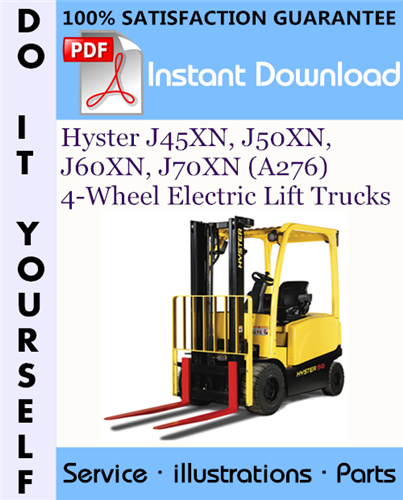 Thumbnail Hyster J45XN, J50XN, J60XN, J70XN (A276) 4-Wheel Electric Lift Trucks Parts Manual ☆