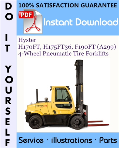 Thumbnail Hyster H170FT, H175FT36, F190FT (A299) 4-Wheel Pneumatic Tire Forklifts Parts Manual ☆